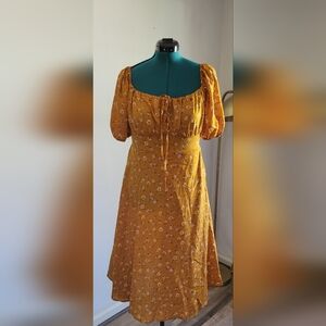 Floral Mustard Summer Dress 14/16 Plus Size